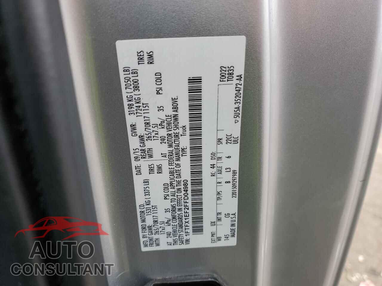 FORD F-150 2015 - 1FTFX1EF2FFD04980