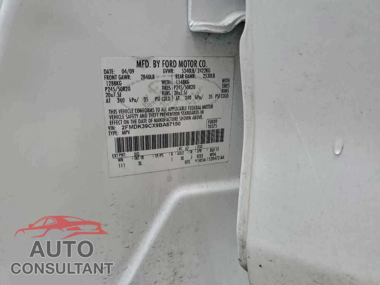 FORD EDGE 2009 - 2FMDK39CX9BA87150