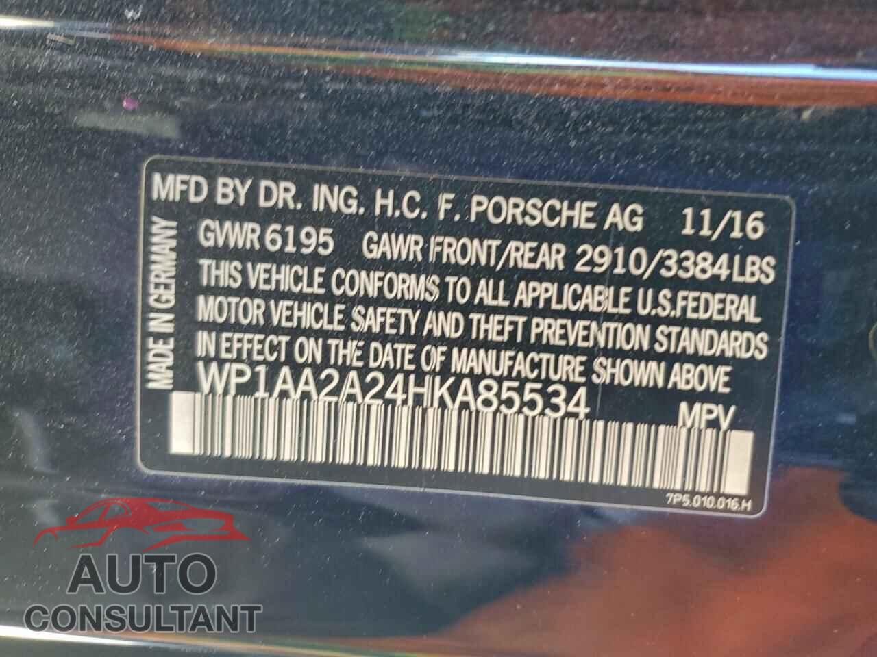 PORSCHE CAYENNE 2017 - WP1AA2A24HKA85534