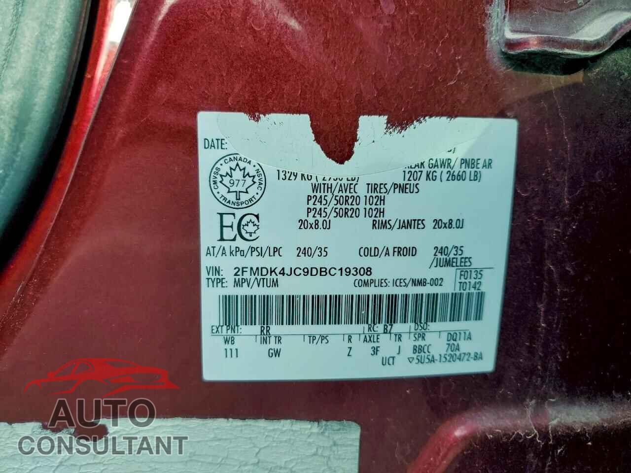 FORD EDGE 2013 - 2FMDK4JC9DBC19308