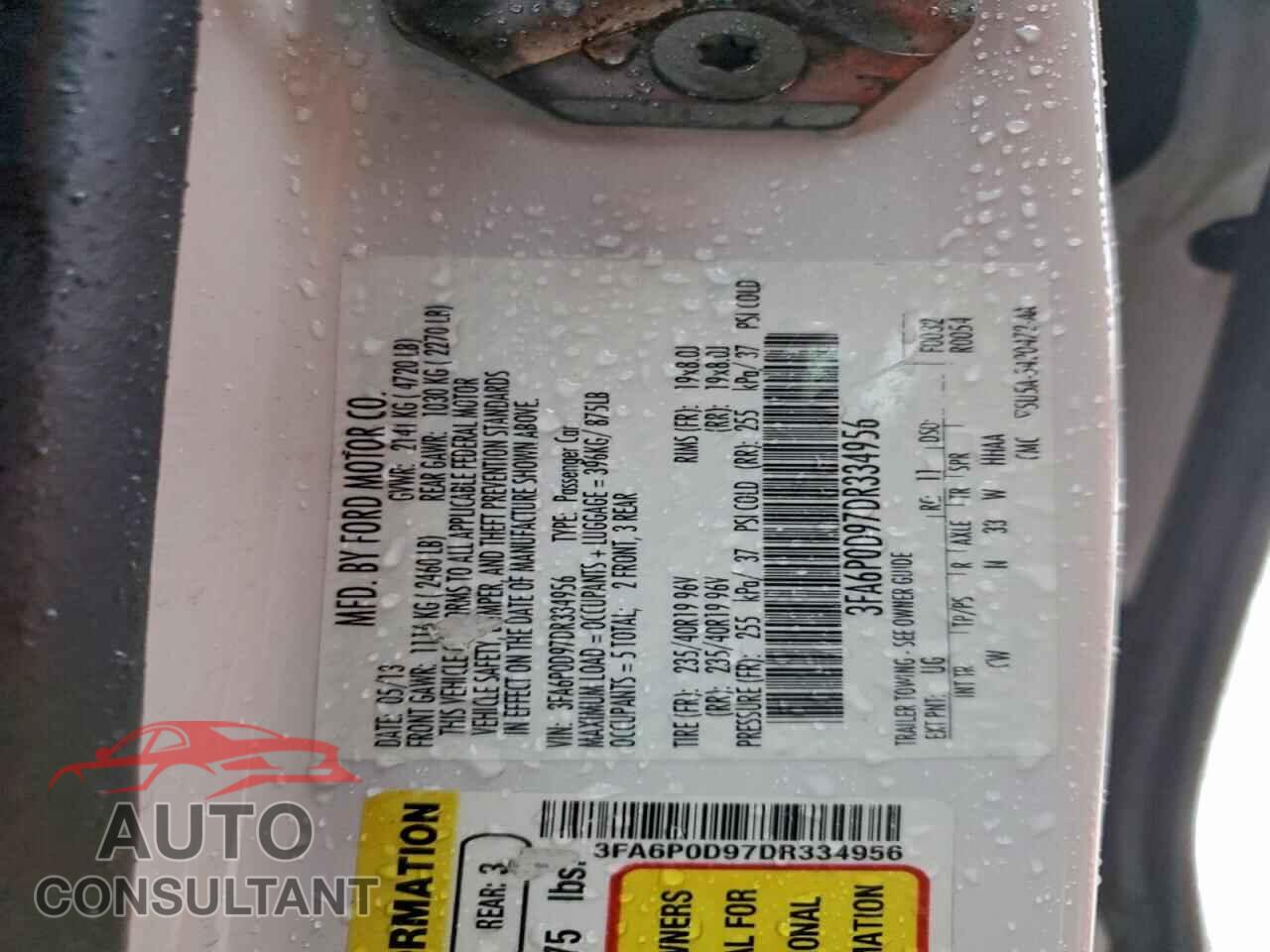FORD FUSION 2013 - 3FA6P0D97DR334956