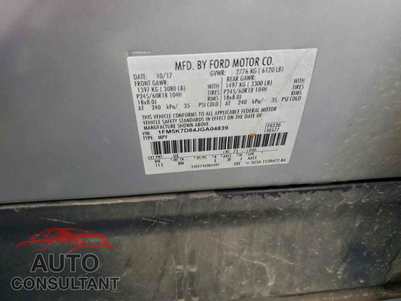 FORD EXPLORER 2018 - 1FM5K7D84JGA04839