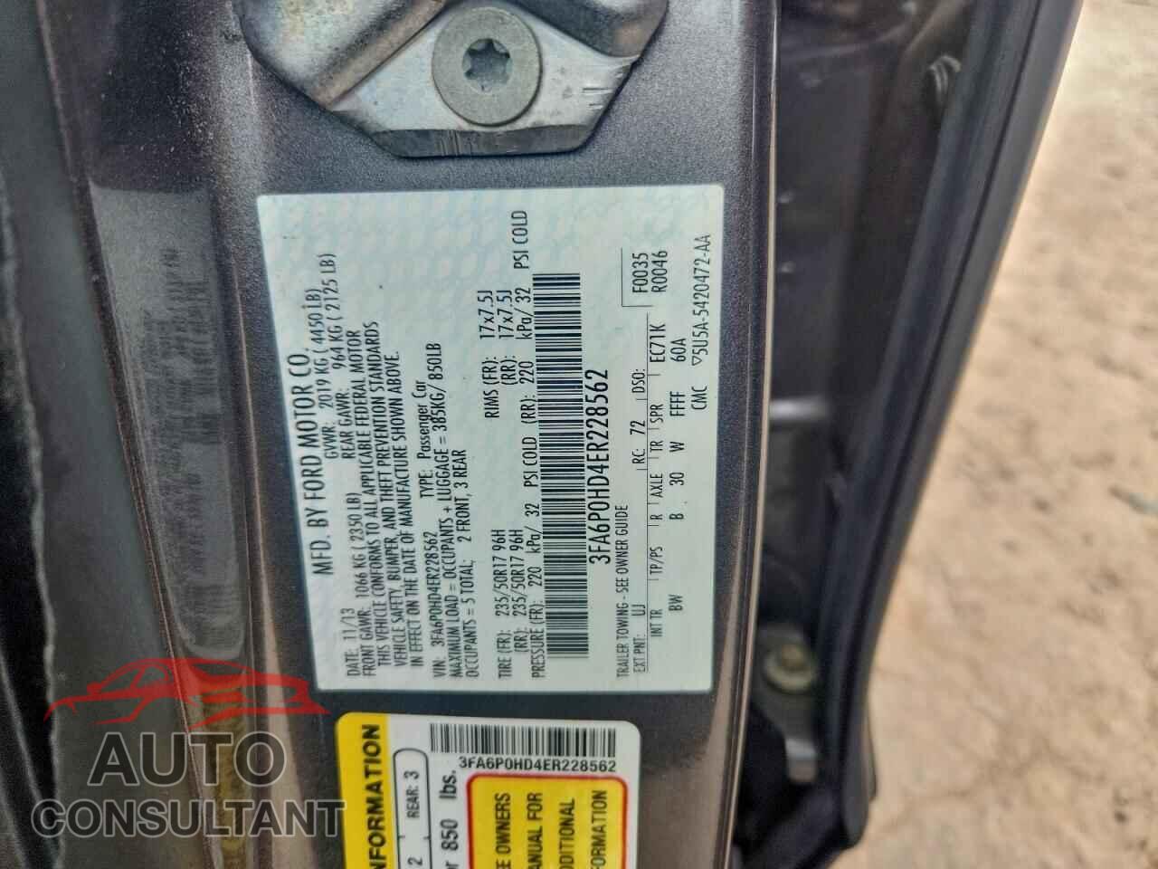 FORD FUSION 2014 - 3FA6P0HD4ER228562