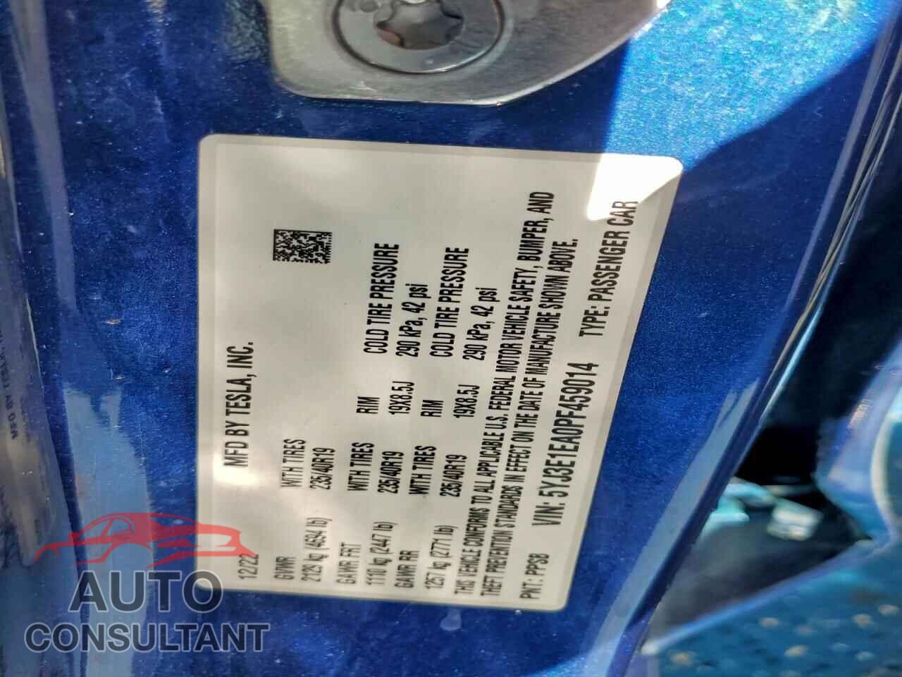 TESLA MODEL 3 2023 - 5YJ3E1EA0PF459014