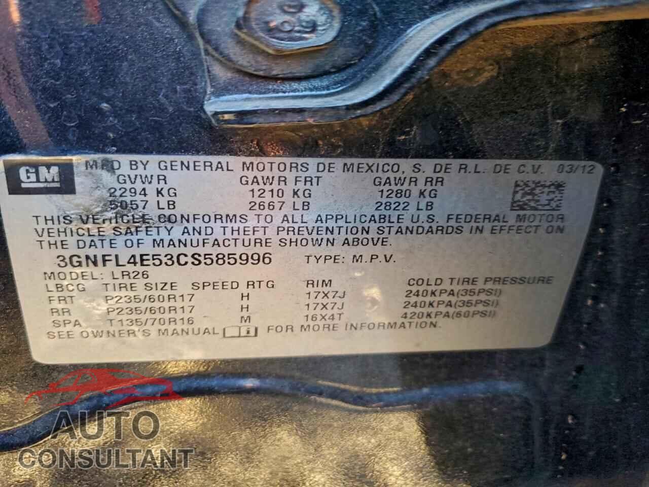 CHEVROLET CAPTIVA 2012 - 3GNFL4E53CS585996
