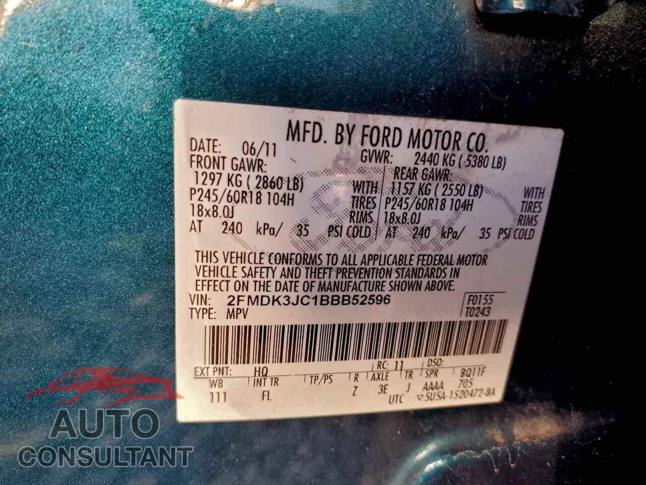FORD EDGE 2011 - 2FMDK3JC1BBB52596