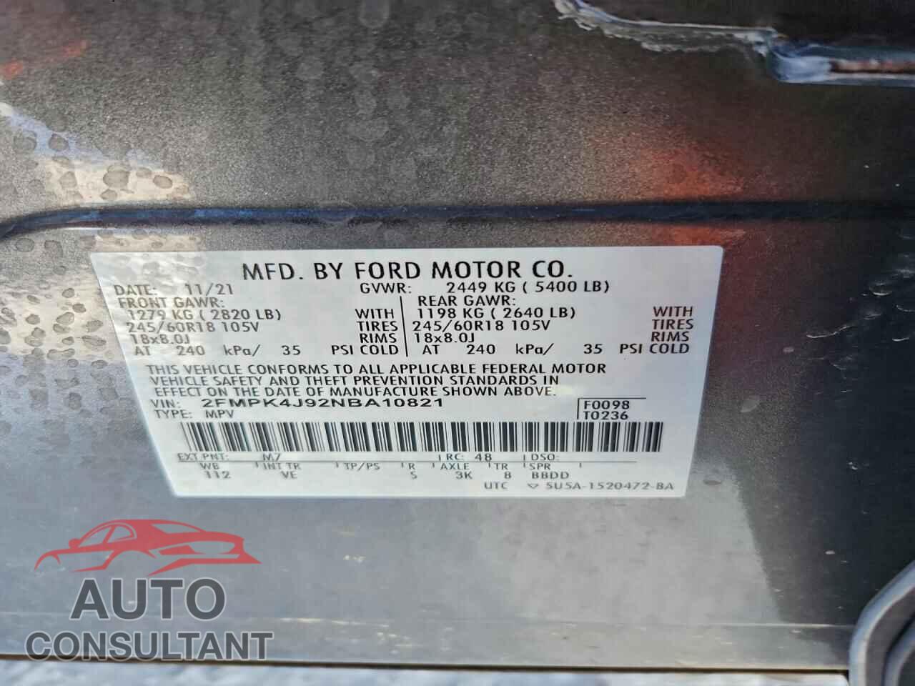 FORD EDGE 2022 - 2FMPK4J92NBA10821