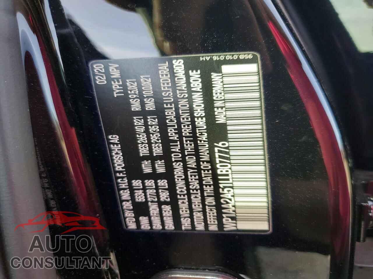 PORSCHE MACAN 2020 - WP1AA2A51LLB07776