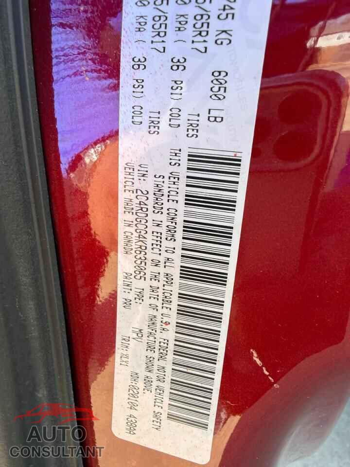 DODGE CARAVAN 2019 - 2C4RDGCG4KR635065
