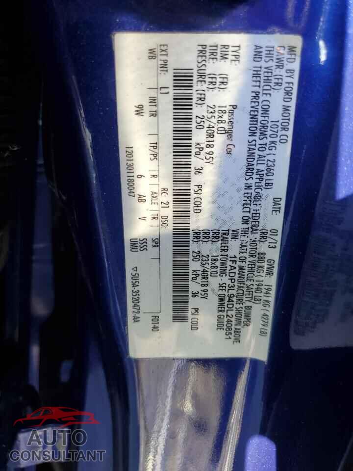 FORD FOCUS 2013 - 1FADP3L94DL240851