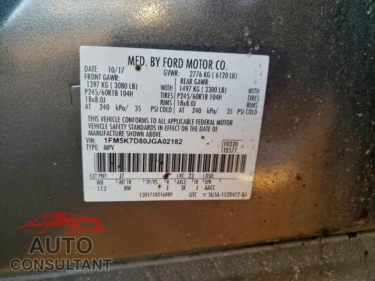 FORD EXPLORER 2018 - 1FM5K7D80JGA02182