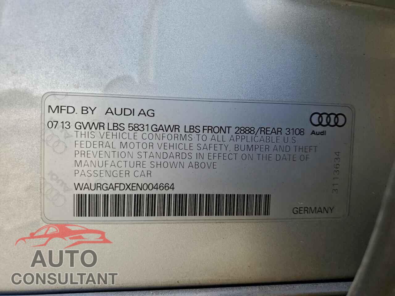 AUDI A8 2014 - WAURGAFDXEN004664