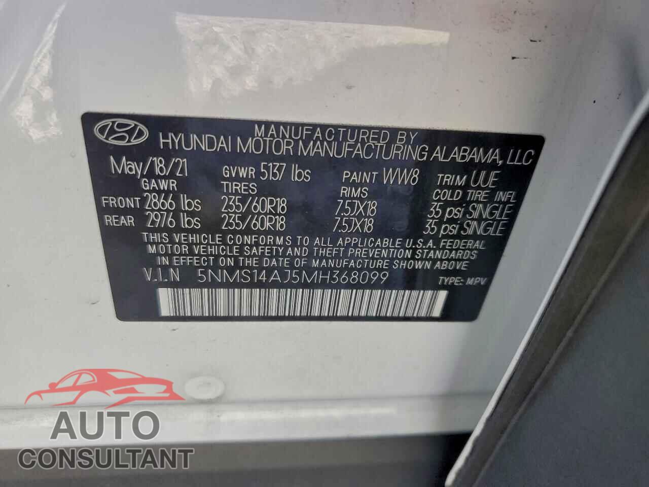 HYUNDAI SANTA FE 2021 - 5NMS14AJ5MH368099
