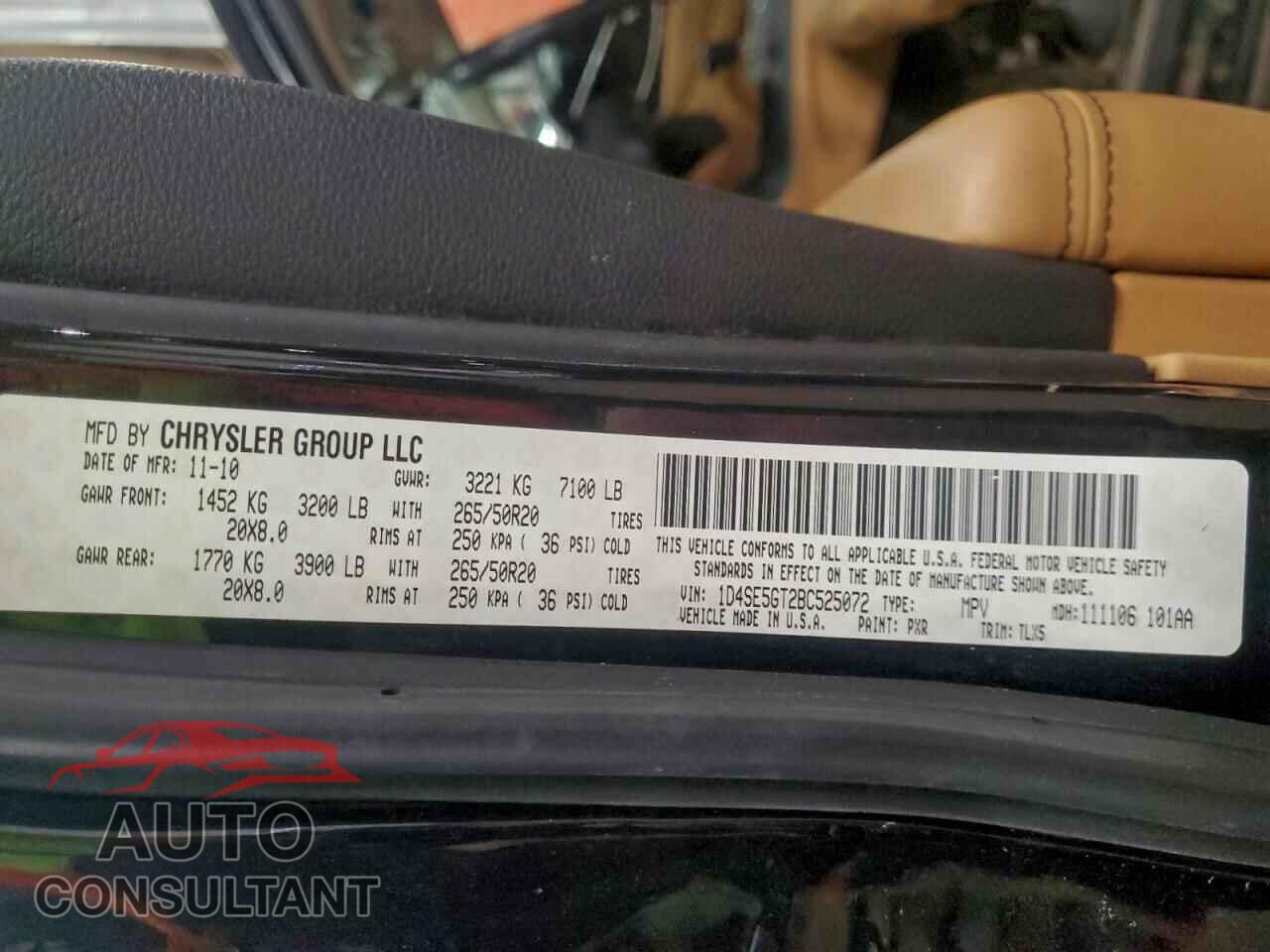 DODGE DURANGO 2011 - 1D4SE5GT2BC525072