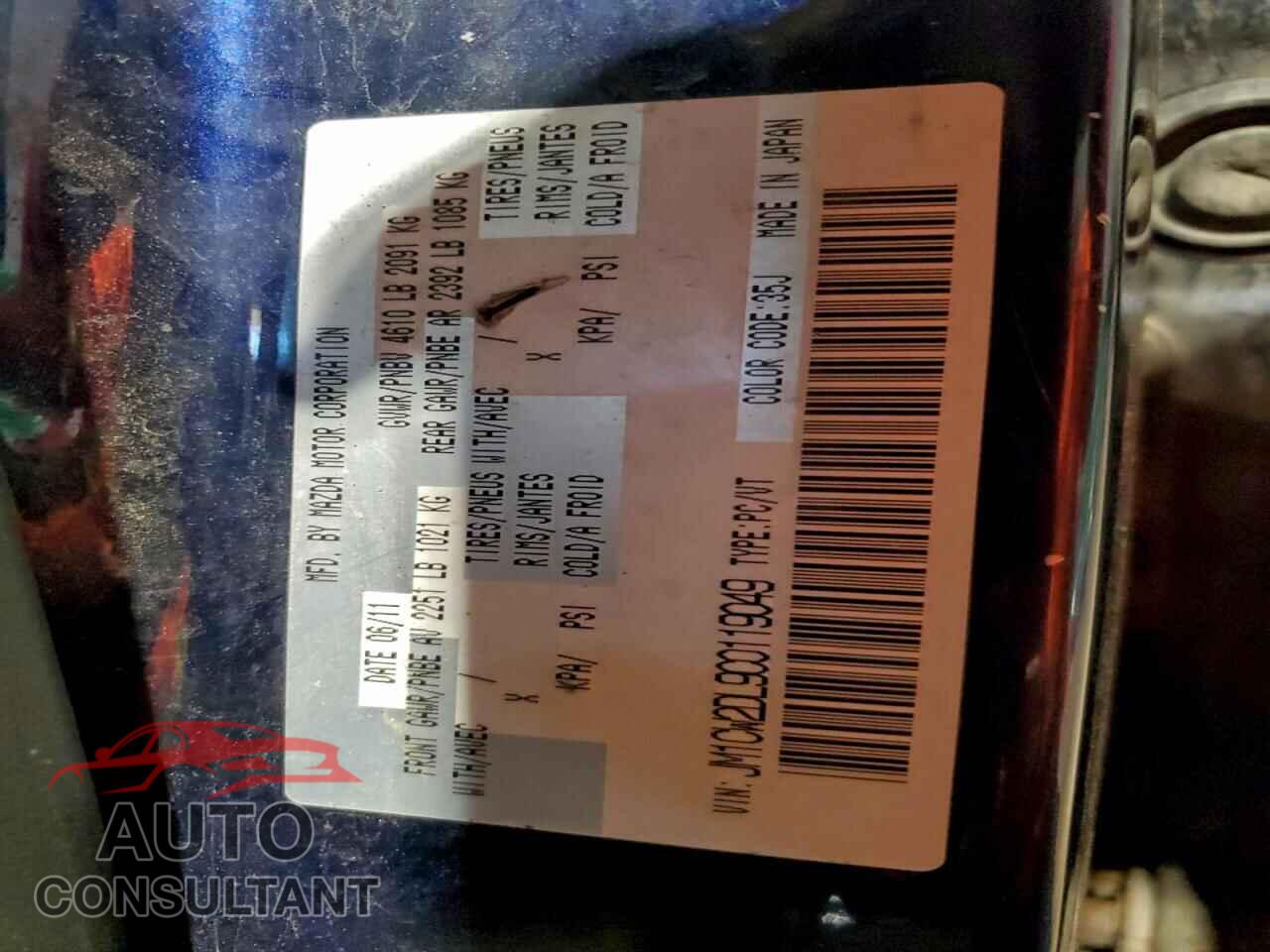 MAZDA 5 2012 - JM1CW2DL9C0119049