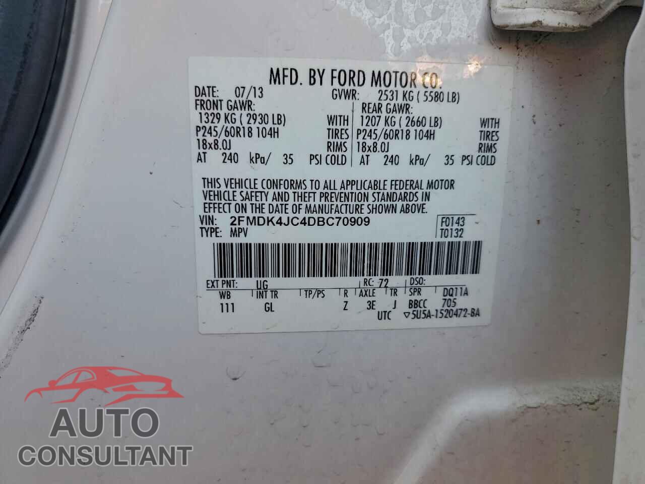 FORD EDGE 2013 - 2FMDK4JC4DBC70909