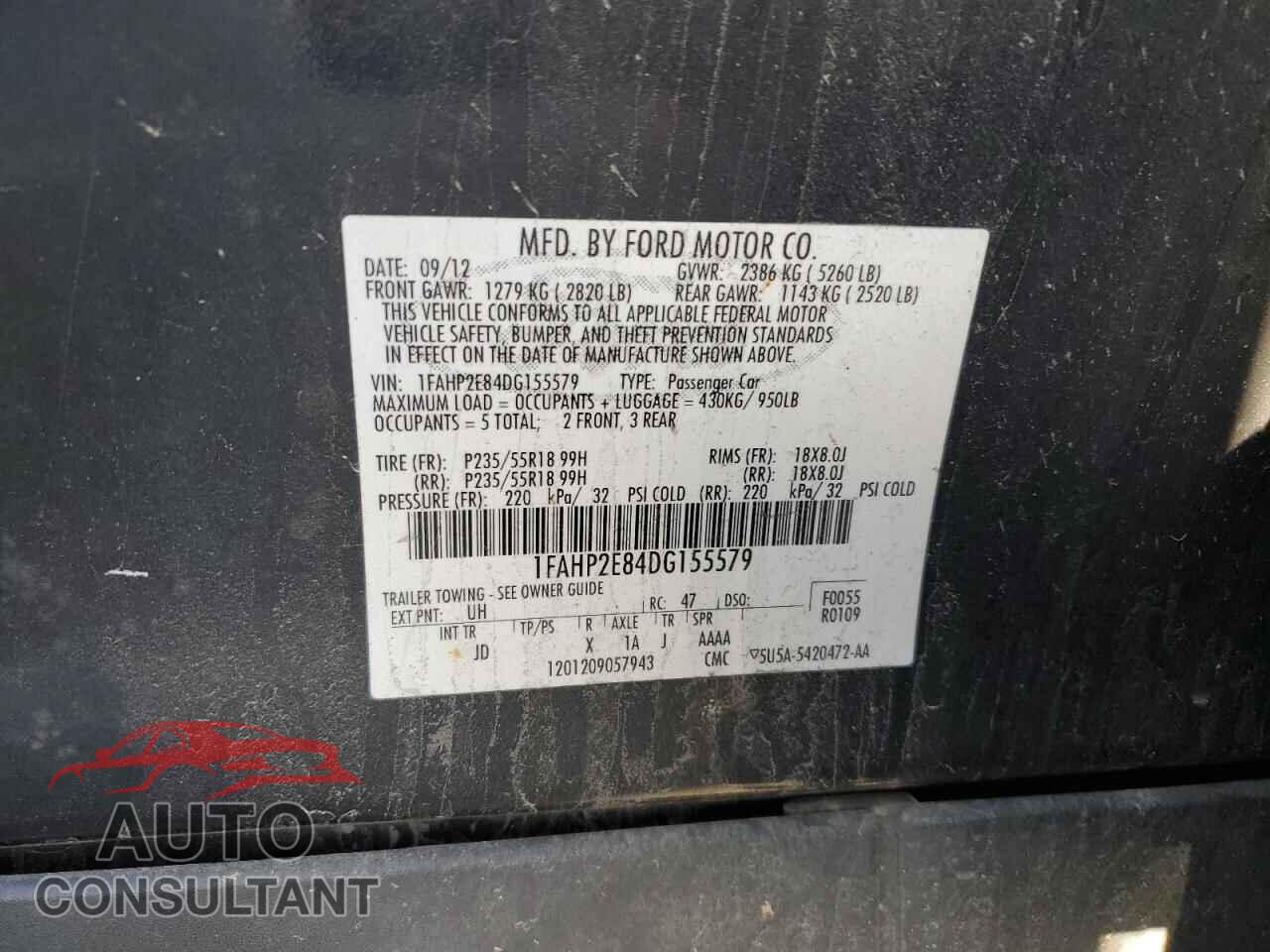 FORD TAURUS 2013 - 1FAHP2E84DG155579