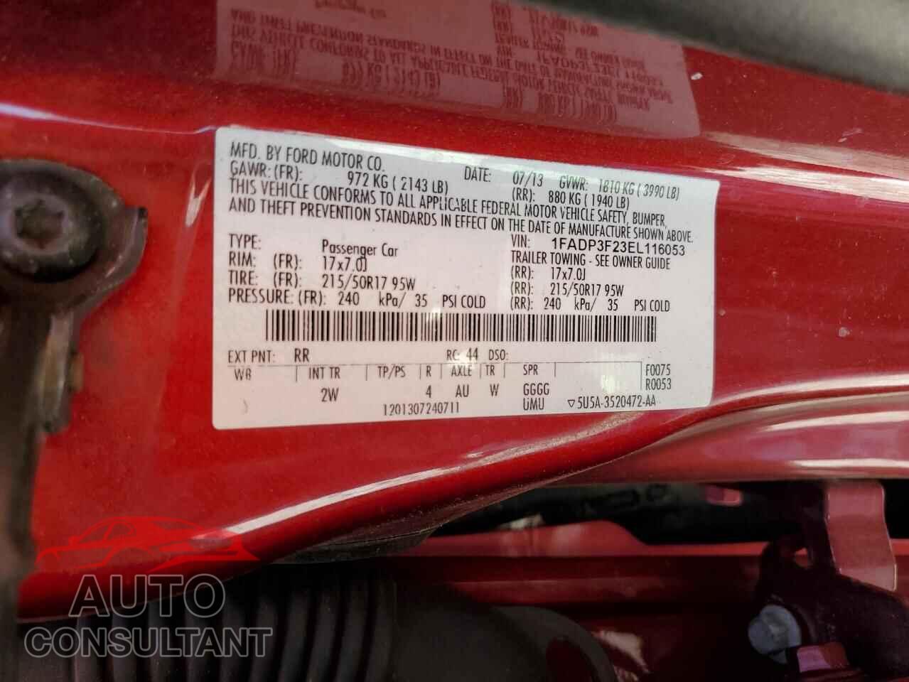 FORD FOCUS 2014 - 1FADP3F23EL116053