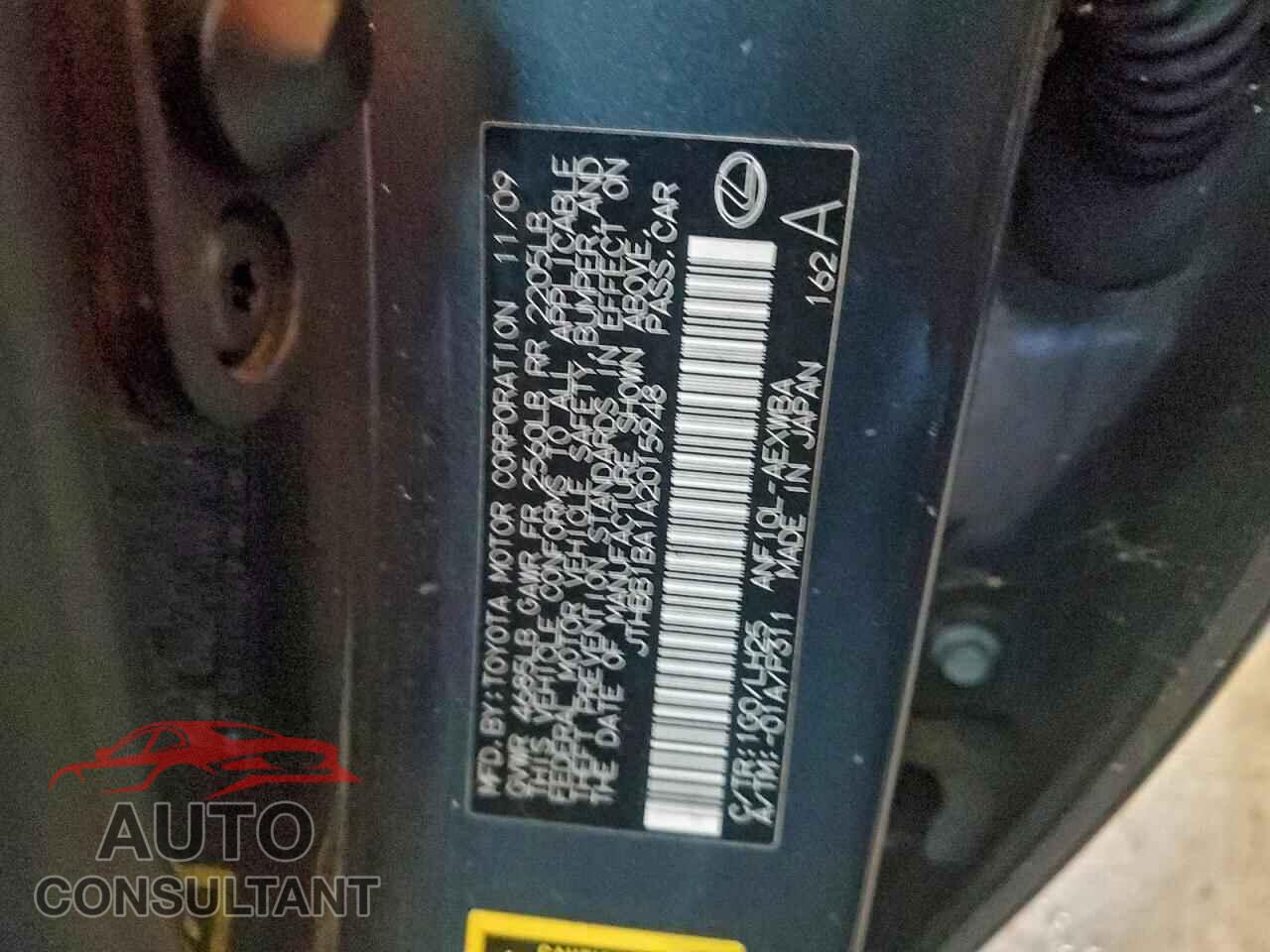 LEXUS HS 2010 - JTHBB1BA1A2015948