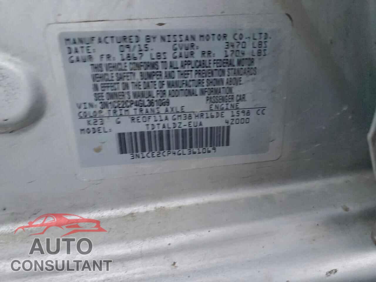 NISSAN VERSA 2016 - 3N1CE2CP4GL361069
