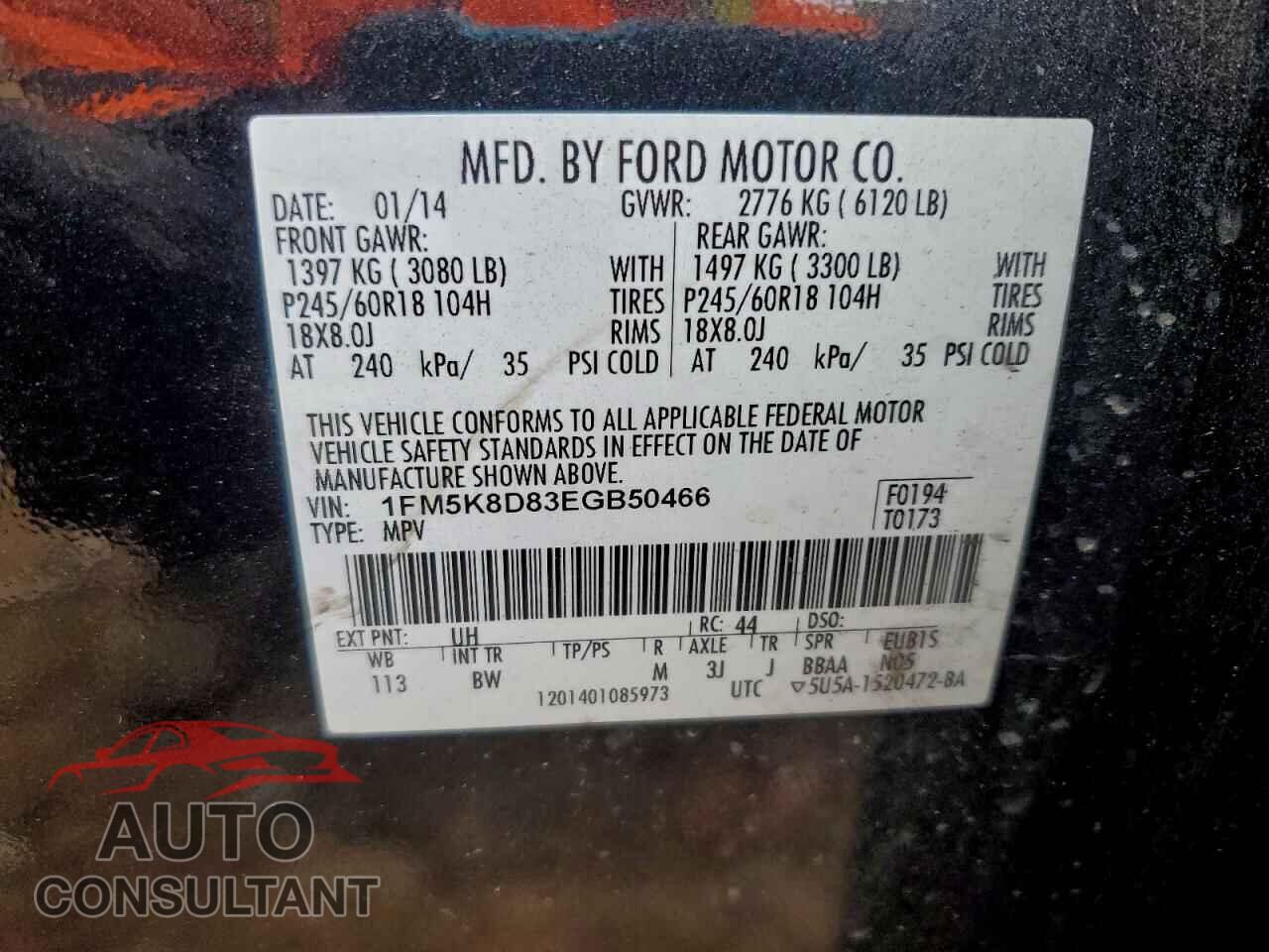 FORD EXPLORER 2014 - 1FM5K8D83EGB50466