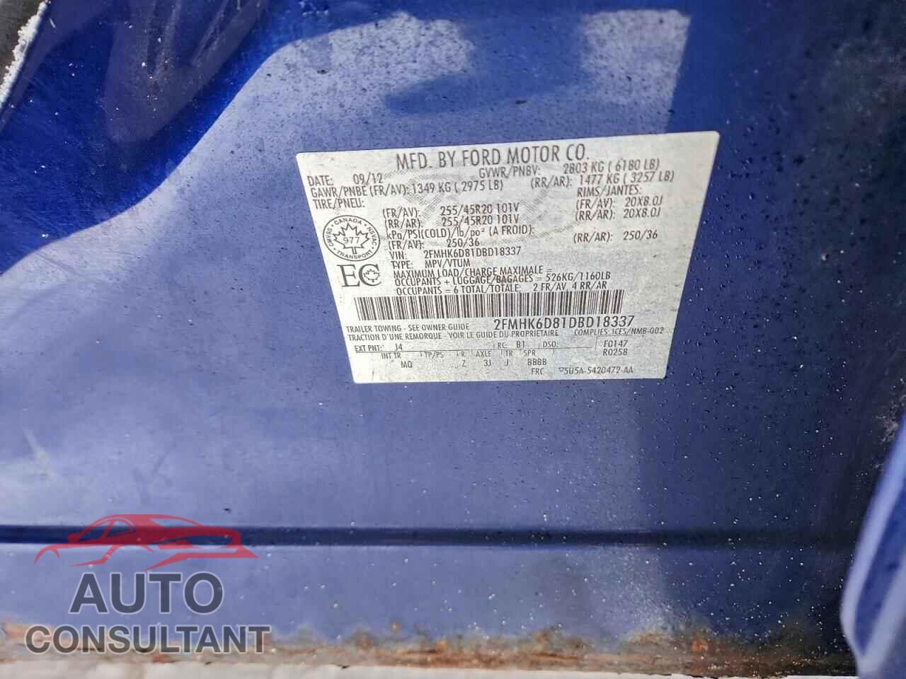 FORD FLEX 2013 - 2FMHK6D81DBD18337