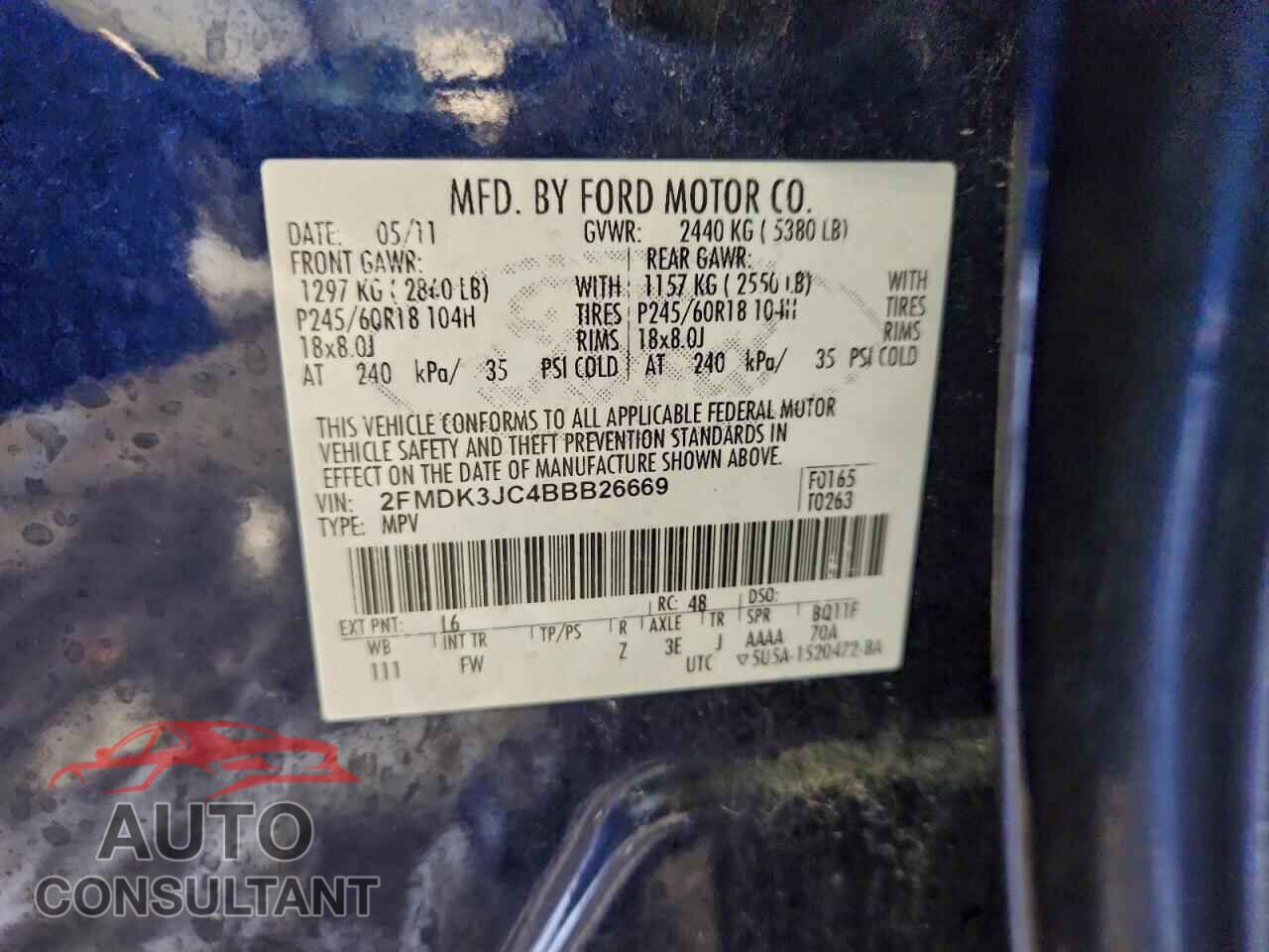 FORD EDGE 2011 - 2FMDK3JC4BBB26669