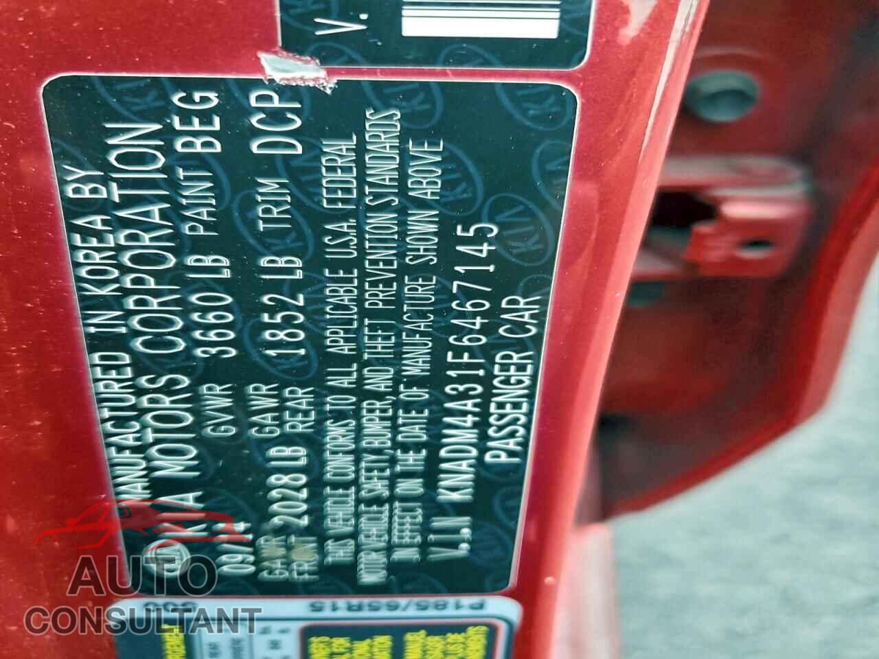 KIA RIO 2015 - KNADM4A31F6467145