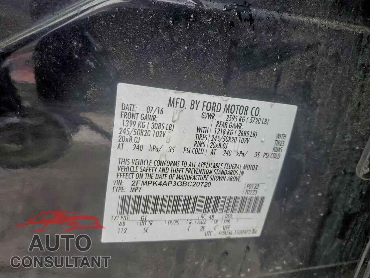 FORD EDGE 2016 - 2FMPK4AP3GBC20720