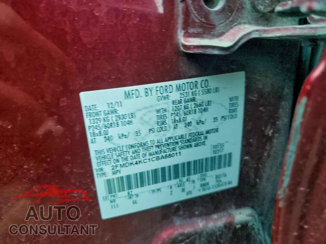 FORD EDGE 2012 - 2FMDK4KC1CBA68011