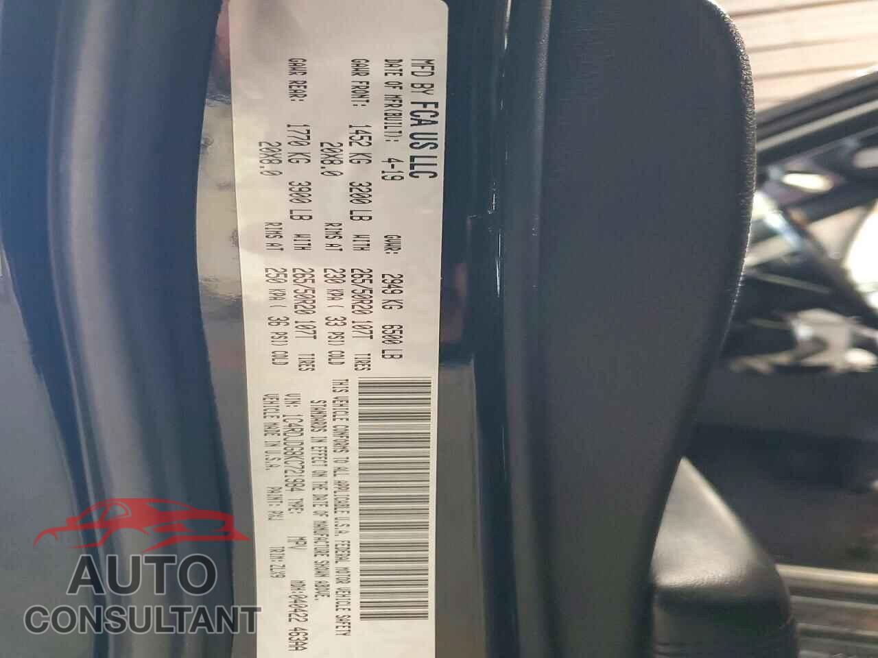 DODGE DURANGO 2019 - 1C4RDJDG8KC721984