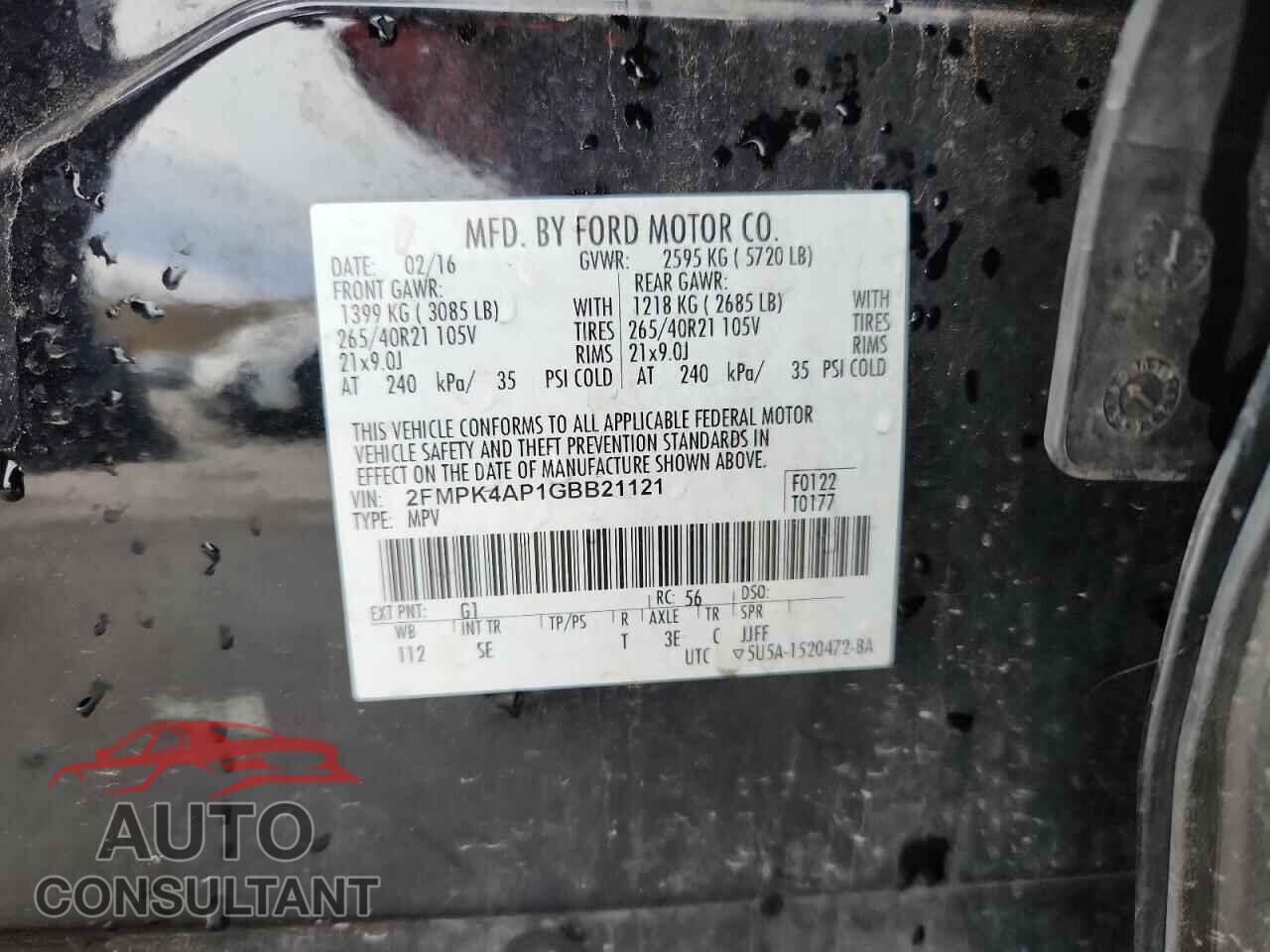 FORD EDGE 2016 - 2FMPK4AP1GBB21121