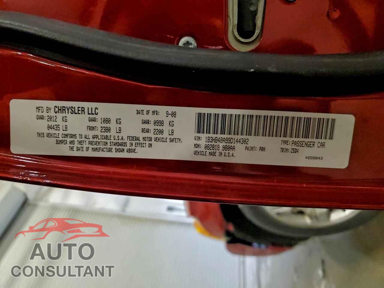 DODGE CALIBER 2009 - 1B3HB48A99D144302