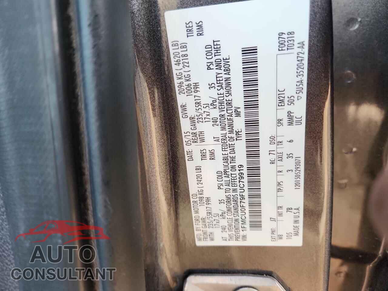 FORD ESCAPE 2015 - 1FMCU0F79FUC79919