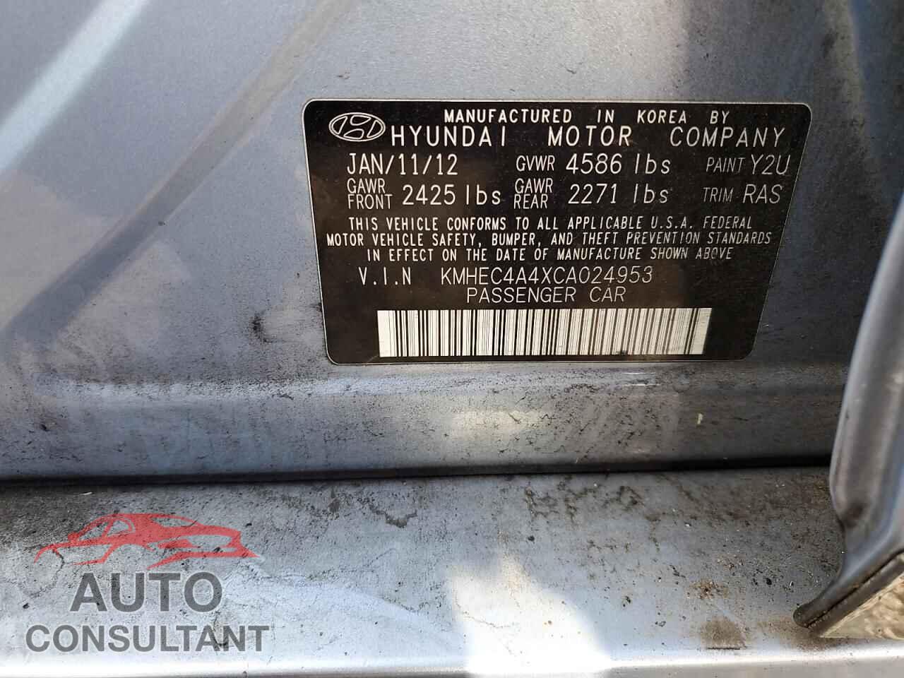 HYUNDAI SONATA 2012 - KMHEC4A4XCA024953