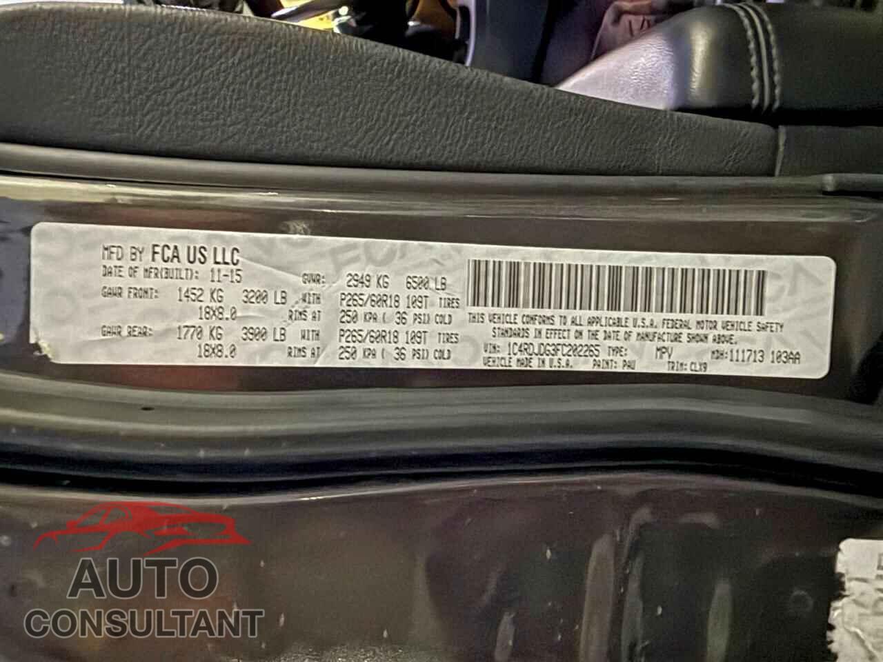 DODGE DURANGO 2015 - 1C4RDJDG3FC202265