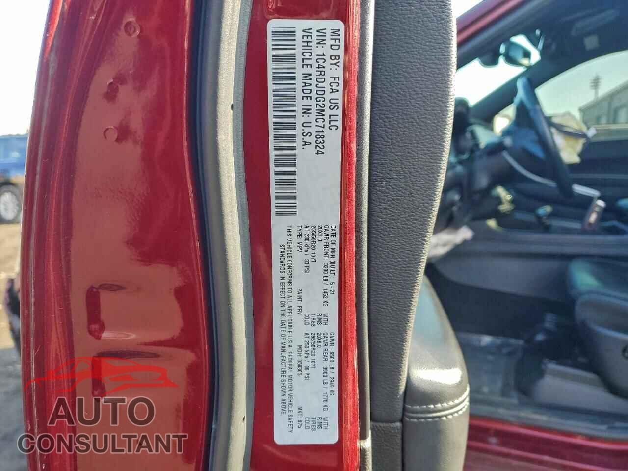 DODGE DURANGO 2021 - 1C4RDJDG2MC718324