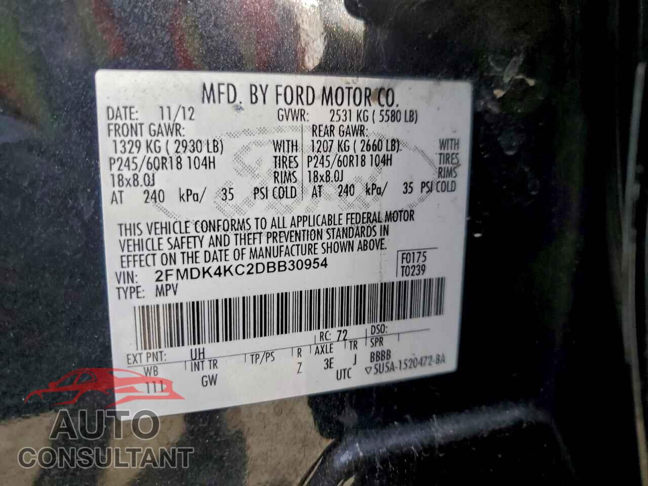 FORD EDGE 2013 - 2FMDK4KC2DBB30954