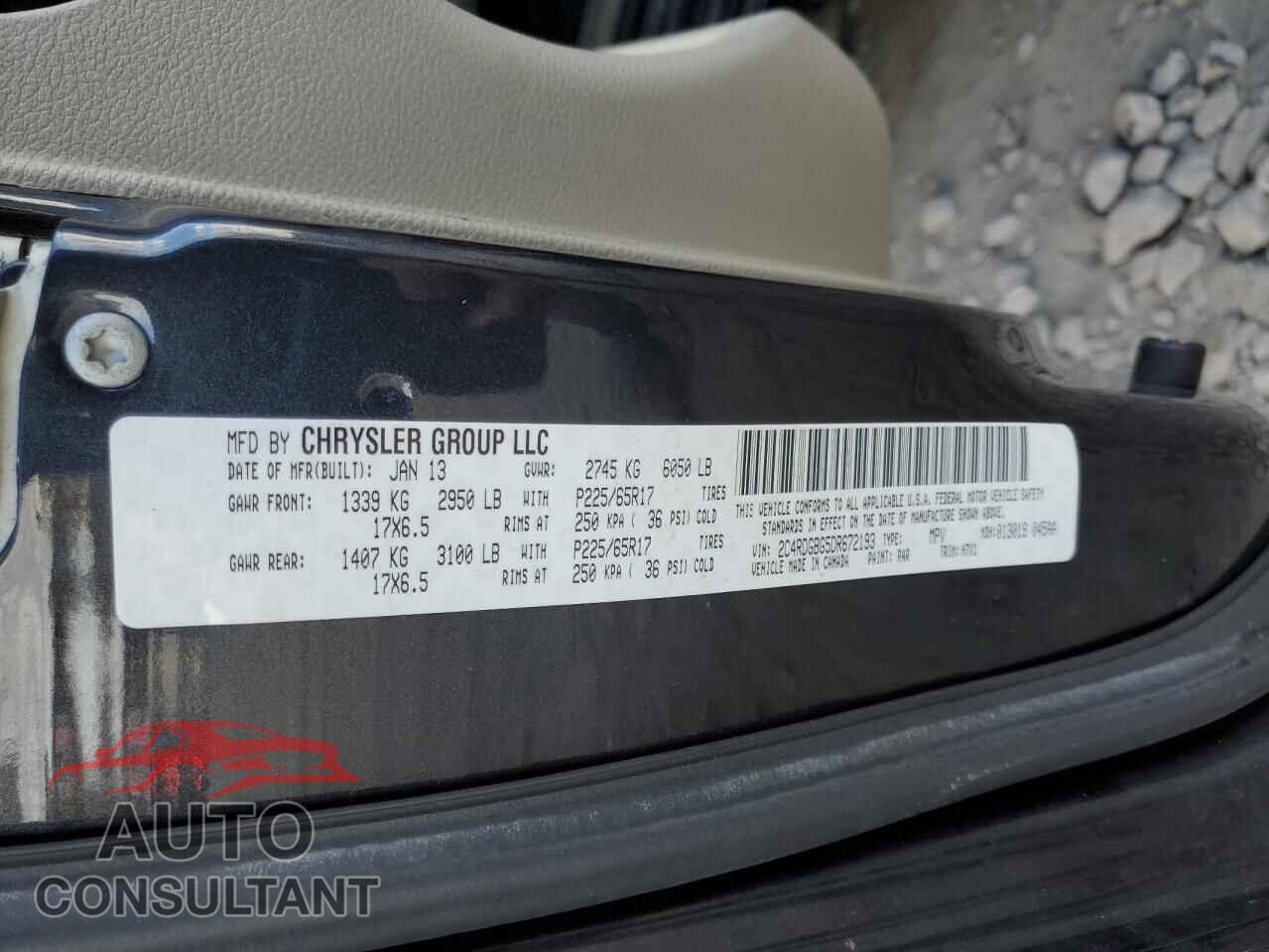 DODGE CARAVAN 2013 - 2C4RDGBG5DR672193