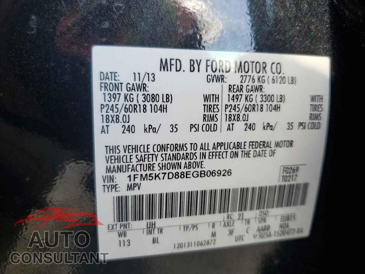 FORD EXPLORER 2014 - 1FM5K7D88EGB06926