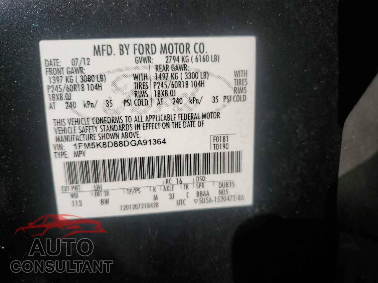 FORD EXPLORER 2013 - 1FM5K8D88DGA91364
