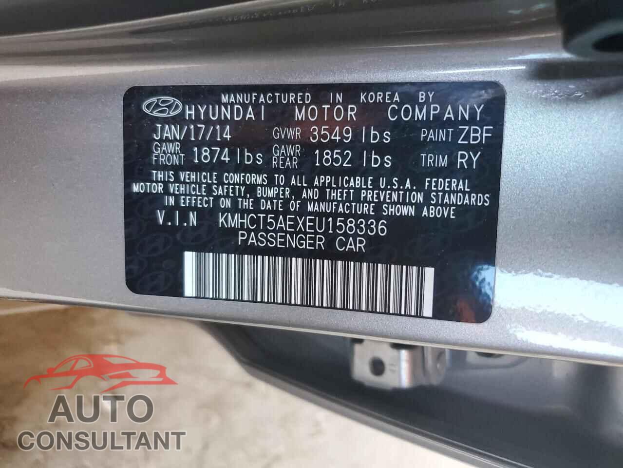 HYUNDAI ACCENT 2014 - KMHCT5AEXEU158336