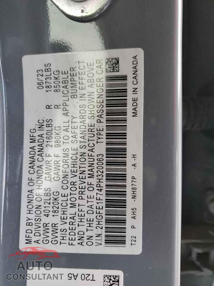 HONDA CIVIC 2023 - 2HGFE1F74PH320063