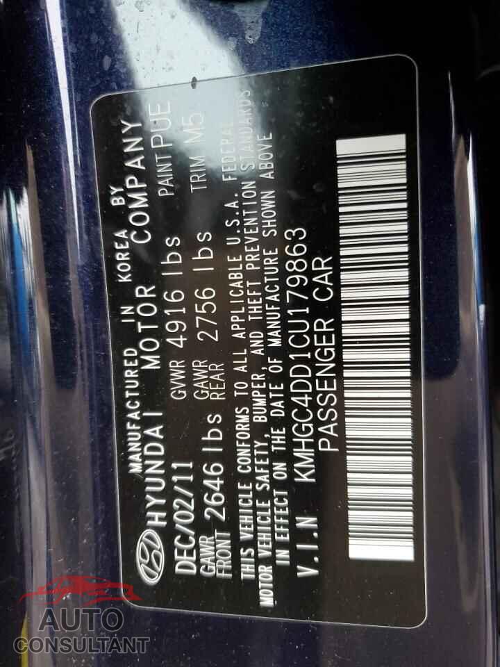 HYUNDAI GENESIS 2012 - KMHGC4DD1CU179863