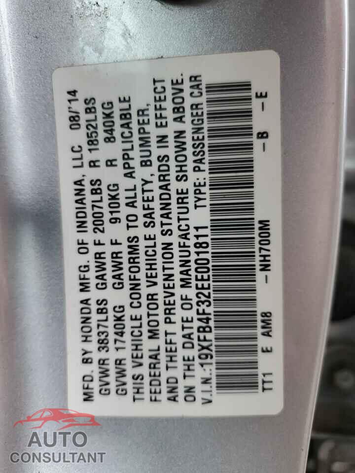 HONDA CIVIC 2014 - 19XFB4F32EE001811