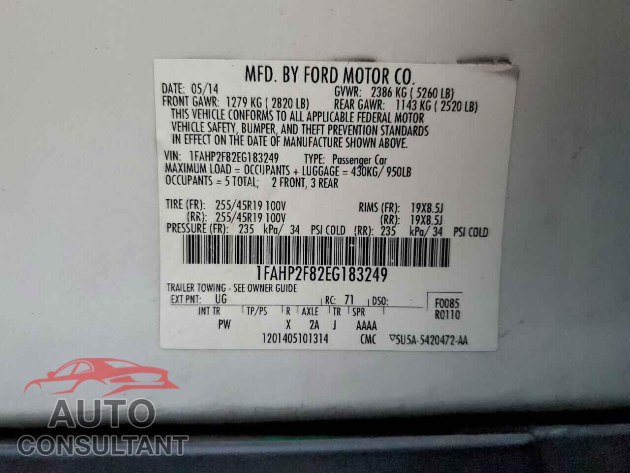 FORD TAURUS 2014 - 1FAHP2F82EG183249