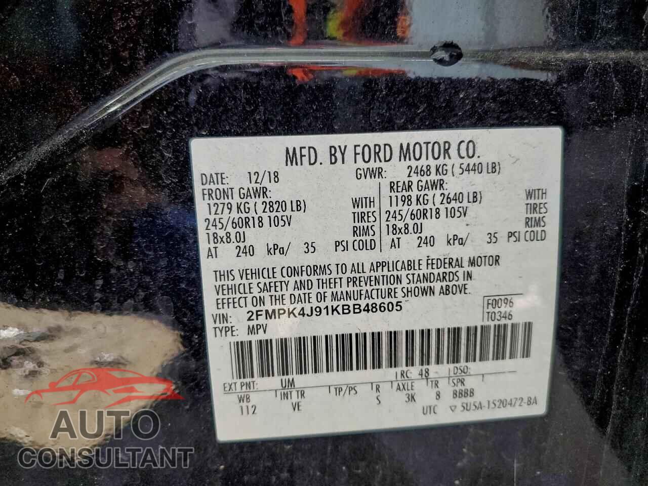 FORD EDGE 2019 - 2FMPK4J91KBB48605