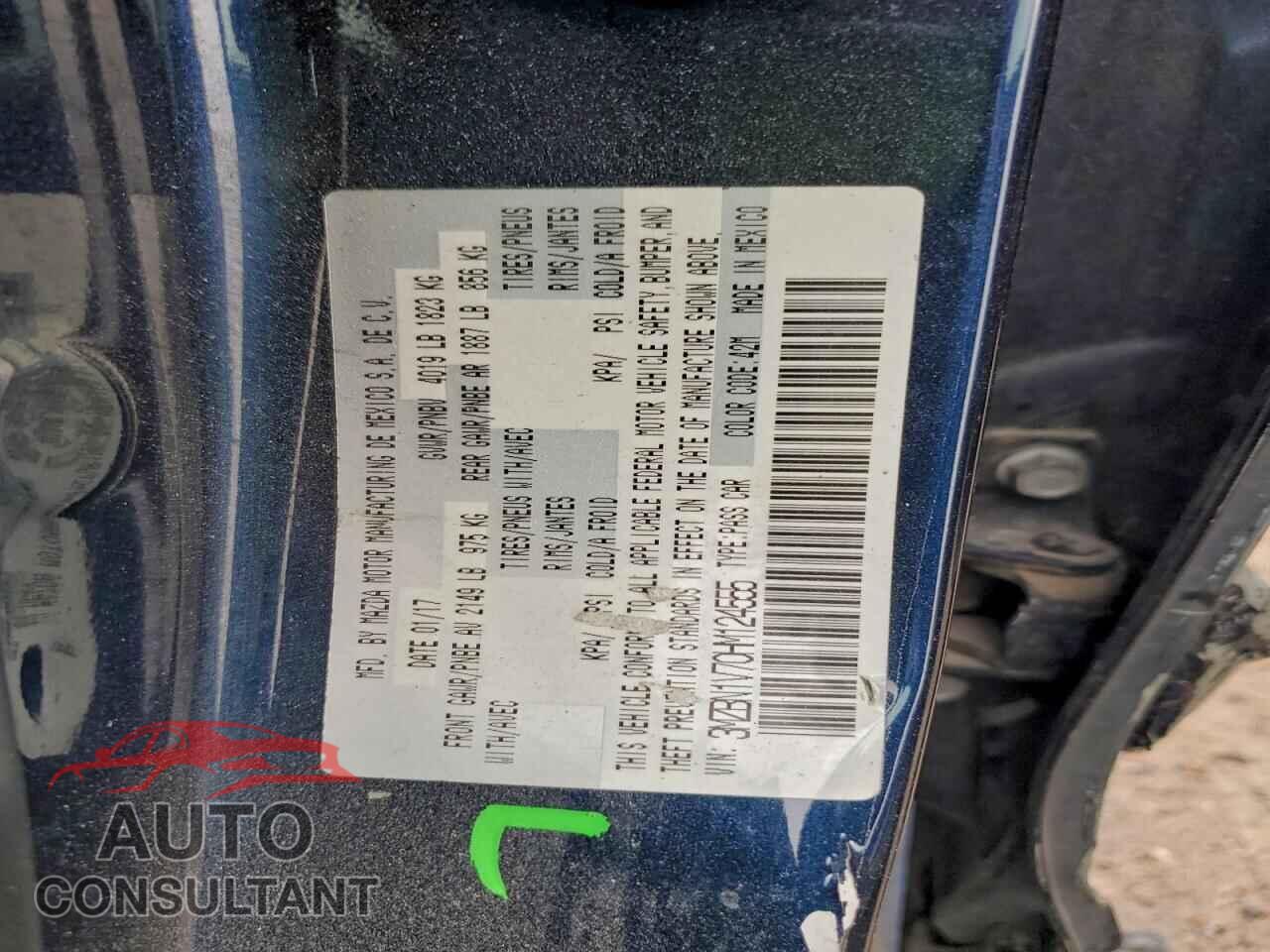 MAZDA 3 2017 - 3MZBN1V70HM124555