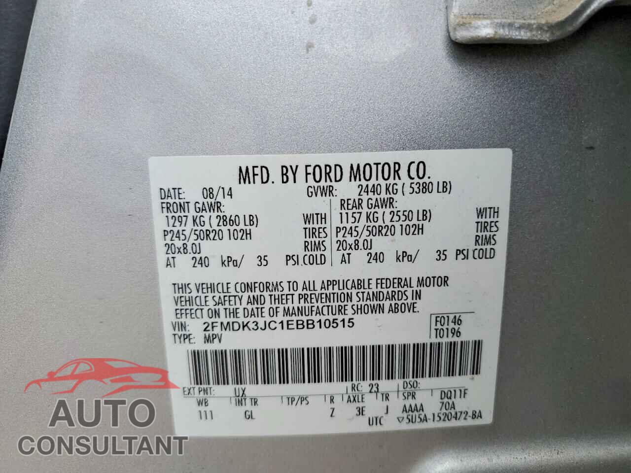 FORD EDGE 2014 - 2FMDK3JC1EBB10515