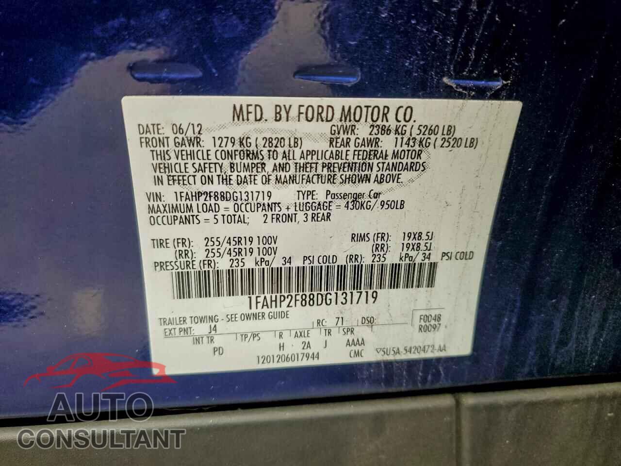 FORD TAURUS 2013 - 1FAHP2F88DG131719